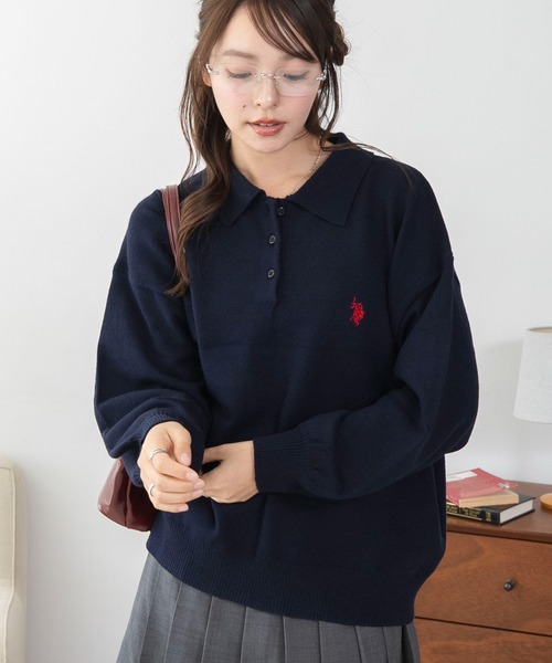 U.S. POLO ASSN.(ユーエスポロアッスン)の「∴WEGO/【26年秋冬新作】U.S.POLO ASSN.ジャガードポロニット(ニット/セーター・レディース・アイボリー/ネイビー/その他1/その他2/ブラウン・LARGE/MEDIUM)」の12枚目の写真