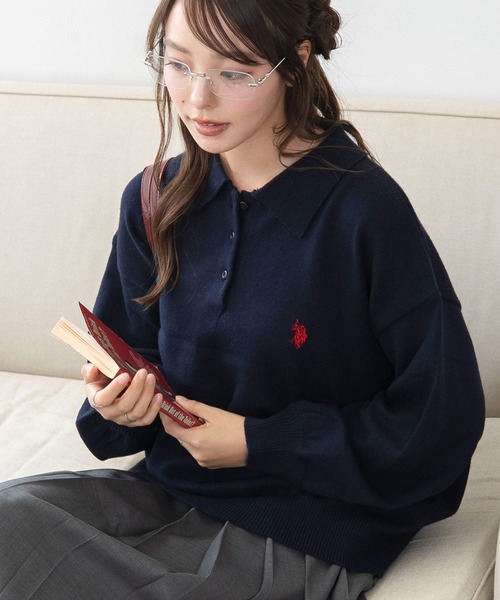 U.S. POLO ASSN.(ユーエスポロアッスン)の「∴WEGO/【26年秋冬新作】U.S.POLO ASSN.ジャガードポロニット(ニット/セーター・レディース・アイボリー/ネイビー/その他1/その他2/ブラウン・LARGE/MEDIUM)」の14枚目の写真