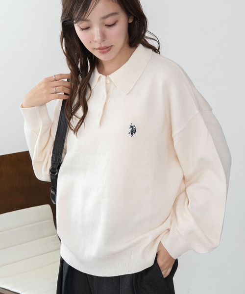 U.S. POLO ASSN.(ユーエスポロアッスン)の「∴WEGO/【26年秋冬新作】U.S.POLO ASSN.ジャガードポロニット(ニット/セーター・レディース・アイボリー/ネイビー/その他1/その他2/ブラウン・LARGE/MEDIUM)」の22枚目の写真
