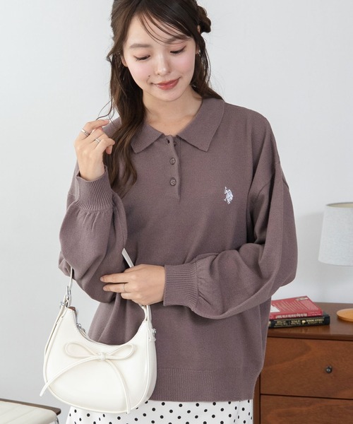 U.S. POLO ASSN.(ユーエスポロアッスン)の「∴WEGO/【26年秋冬新作】U.S.POLO ASSN.ジャガードポロニット(ニット/セーター・レディース・アイボリー/ネイビー/その他1/その他2/ブラウン・LARGE/MEDIUM)」の3枚目の写真