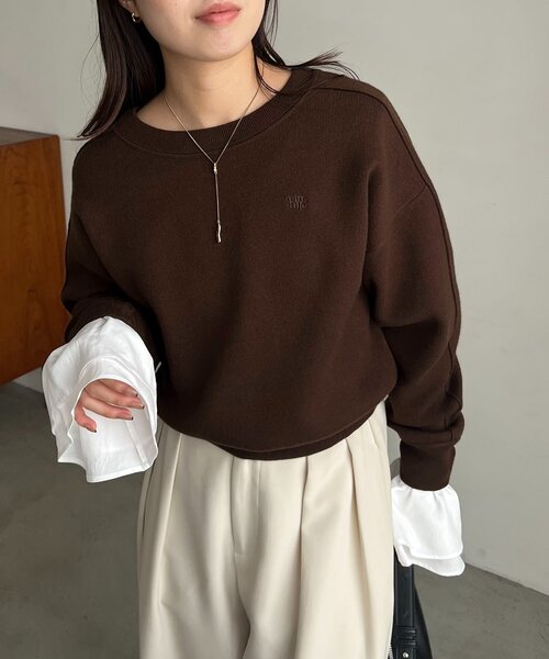 CAPRICIEUX LE'MAGE(カプリシューレマージュ)の「1ポイントスウェットライクニット(ニット/セーター・レディース・ホワイト/チャコールグレー/ブラウン/ミント・FREE)」の16枚目の写真