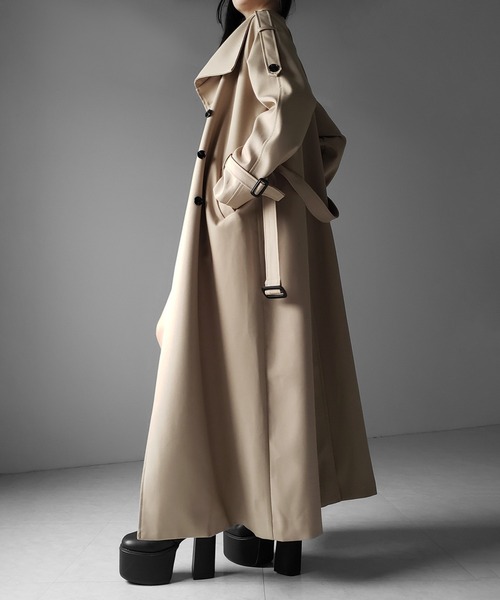me+em select(ミームセレクト)の「【 2color 】2WAYスタンドカラーオーバーロングトレンチコート / 2WAY stand collar over long trench coat(トレンチコート・レディース・ブラック/ベージュ・FREE)」の19枚目の写真