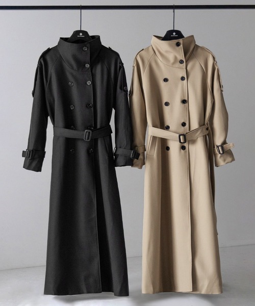 me+em select(ミームセレクト)の「【 2color 】2WAYスタンドカラーオーバーロングトレンチコート / 2WAY stand collar over long trench coat(トレンチコート・レディース・ブラック/ベージュ・FREE)」の3枚目の写真