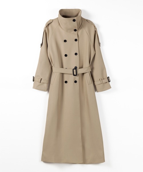 me+em select(ミームセレクト)の「【 2color 】2WAYスタンドカラーオーバーロングトレンチコート / 2WAY stand collar over long trench coat(トレンチコート・レディース・ブラック/ベージュ・FREE)」の4枚目の写真