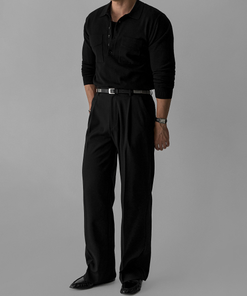 BOWLOW PRODUCT（バウロープロダクト）の「ESSENTIALS セミワイド ワンタック スラックス [ブラック]（スラックス・メンズ・その他・MEDIUM/LARGE/X-LARGE）」の2枚目の写真