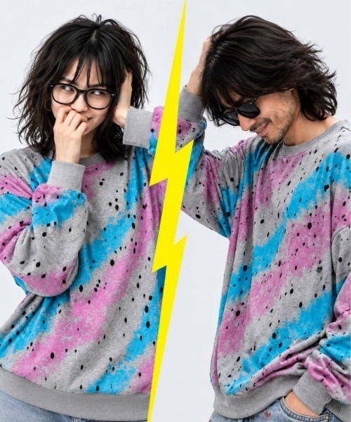 KAMINARI_TOKIO(カミナリトキオ)の「ペイントグラフィック ダメージスウェットプルオーバー(スウェット・レディース・ブラウン/グレー・FREE)」の3枚目の写真
