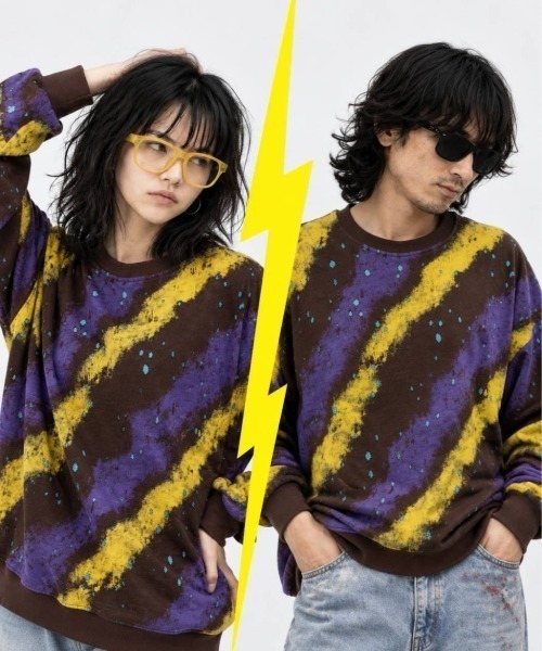 KAMINARI_TOKIO(カミナリトキオ)の「ペイントグラフィック ダメージスウェットプルオーバー(スウェット・レディース・ブラウン/グレー・FREE)」の21枚目の写真