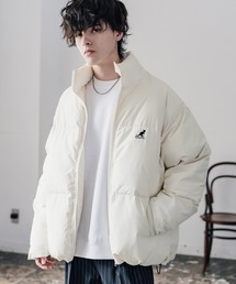 KANGOL（カンゴール）の「KANGOL カンゴール 別注コラボ オーバーサイズワンポイントロゴ刺繍スタンドネックファイバーダウン中綿ジャケット（ダウンジャケット/コート）」
