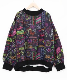ScoLar（スカラー）の「163712：ネオンorエレガントネコ柄 裏微起毛プルオーバー（Tシャツ/カットソー）」
