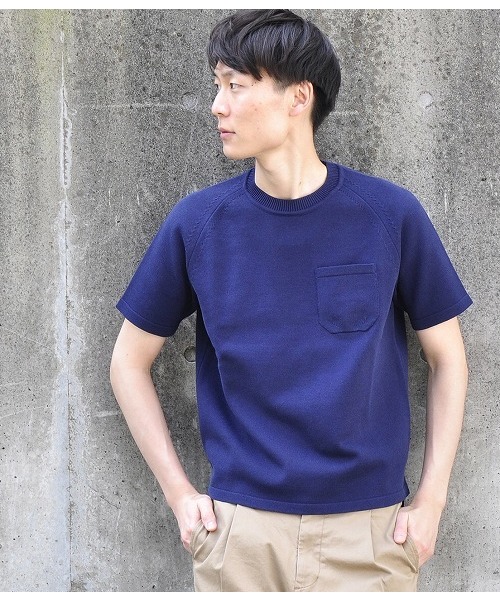 ADAM ET ROPE'(アダムエロペ)の「【Wild Life Tailor】 クールギアヘビーニットTシャツ(Tシャツ/カットソー・メンズ・ホワイト/ネイビー/ブルー・LARGE/MEDIUM)」の15枚目の写真
