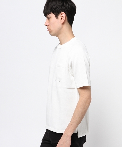 ADAM ET ROPE'(アダムエロペ)の「【Wild Life Tailor】 クールギアヘビーニットTシャツ(Tシャツ/カットソー・メンズ・ホワイト/ネイビー/ブルー・LARGE/MEDIUM)」の4枚目の写真