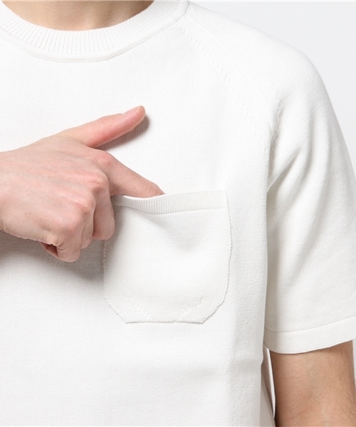 ADAM ET ROPE'(アダムエロペ)の「【Wild Life Tailor】 クールギアヘビーニットTシャツ(Tシャツ/カットソー・メンズ・ホワイト/ネイビー/ブルー・LARGE/MEDIUM)」の8枚目の写真