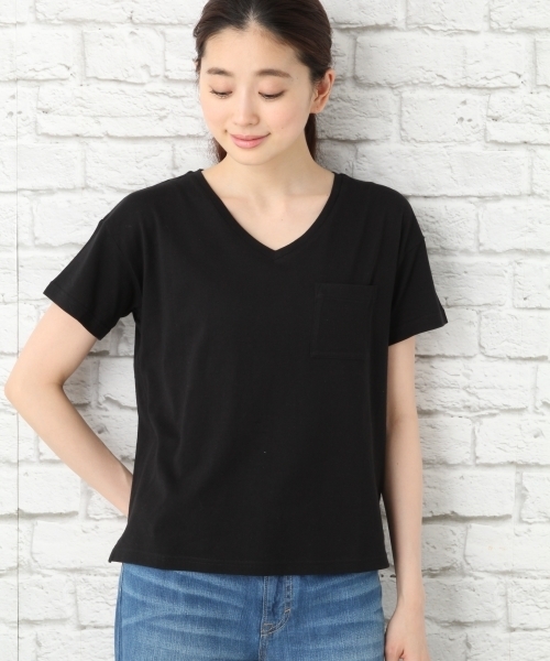 LEPSIM(レプシィム)の「アディコットポケットVネックTシャツSS 741827(Tシャツ/カットソー・レディース・ブラウン/ブラック/オフホワイト/トップグレー・LARGE/MEDIUM)」の8枚目の写真