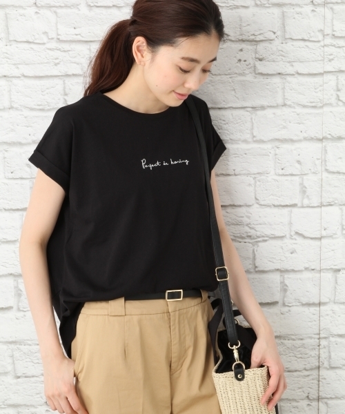 LEPSIM(レプシィム)の「ロゴシシュウヘンケイT/SS 749494(Tシャツ/カットソー・レディース・オフホワイト/トップグレー/ブラック・FREE)」の3枚目の写真