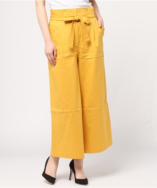 Re:EDIT（リエディ）の「[シンプルな美シルエパンツは大人コーデの強い味方]ベルテッドコットンツイルワイドパンツボトムス/パンツ/ワイドパンツ・ガウチョパンツ[リエディ]（その他パンツ・レディース・ブルー/ブラウン/ベージュ/プラム/ブラック/カーキ/マスタード・MEDIUM/SMALL/LARGE）」の17枚目の写真