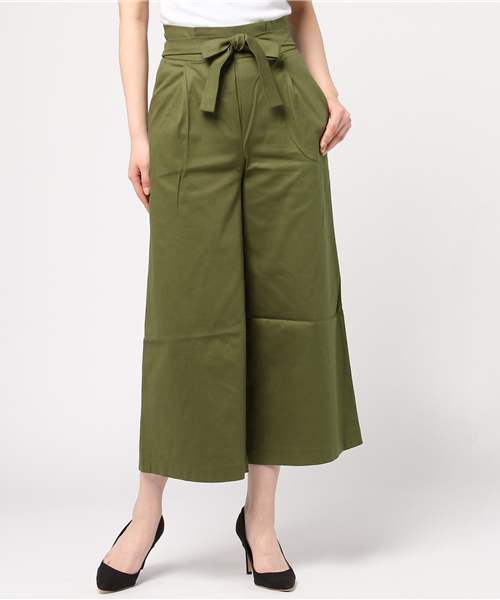 Re:EDIT（リエディ）の「[シンプルな美シルエパンツは大人コーデの強い味方]ベルテッドコットンツイルワイドパンツボトムス/パンツ/ワイドパンツ・ガウチョパンツ[リエディ]（その他パンツ・レディース・ブルー/ブラウン/ベージュ/プラム/ブラック/カーキ/マスタード・MEDIUM/SMALL/LARGE）」の5枚目の写真