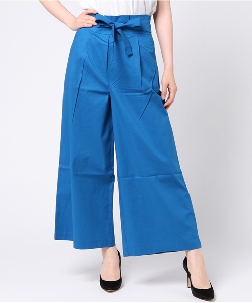 Re:EDIT（リエディ）の「[シンプルな美シルエパンツは大人コーデの強い味方]ベルテッドコットンツイルワイドパンツボトムス/パンツ/ワイドパンツ・ガウチョパンツ[リエディ]（その他パンツ・レディース・ブルー/ブラウン/ベージュ/プラム/ブラック/カーキ/マスタード・MEDIUM/SMALL/LARGE）」の6枚目の写真