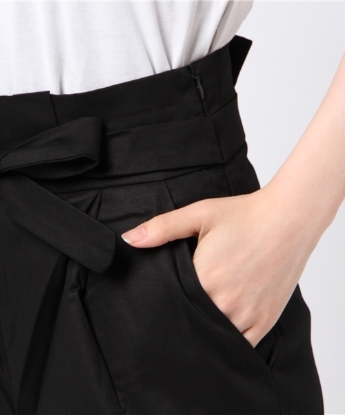 Re:EDIT（リエディ）の「[シンプルな美シルエパンツは大人コーデの強い味方]ベルテッドコットンツイルワイドパンツボトムス/パンツ/ワイドパンツ・ガウチョパンツ[リエディ]（その他パンツ・レディース・ブルー/ブラウン/ベージュ/プラム/ブラック/カーキ/マスタード・MEDIUM/SMALL/LARGE）」の13枚目の写真