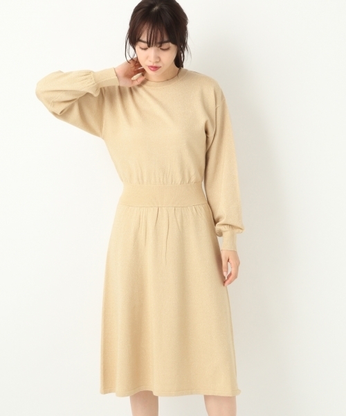 A part by(アパートバイ)の「12GラメキリカエCNワンピース 773439 (ワンピース・レディース・ブラック/ベージュ/グレー・FREE)」の1枚目の写真