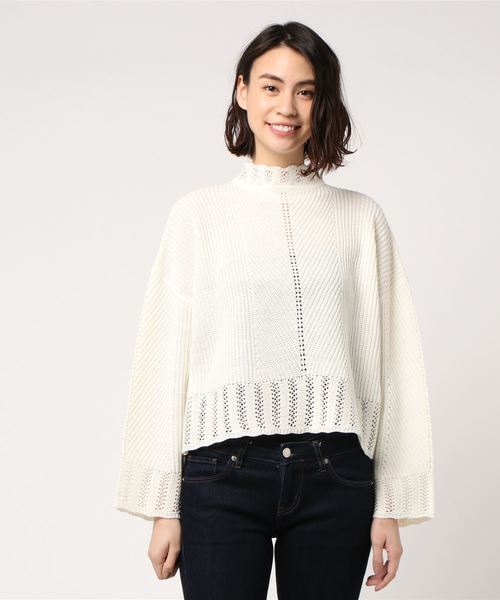 FREE'S MART(フリーズマート)の「透かし柄ハイネックニット(ニット/セーター・レディース・ブラック/ブルー/ホワイト・FREE)」の6枚目の写真