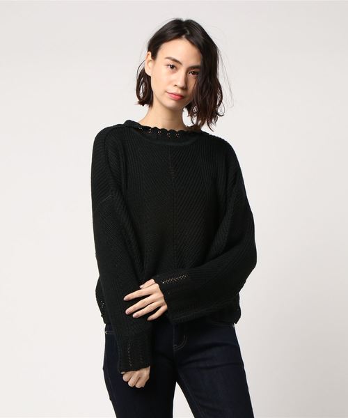 FREE'S MART(フリーズマート)の「透かし柄ハイネックニット(ニット/セーター・レディース・ブラック/ブルー/ホワイト・FREE)」の7枚目の写真