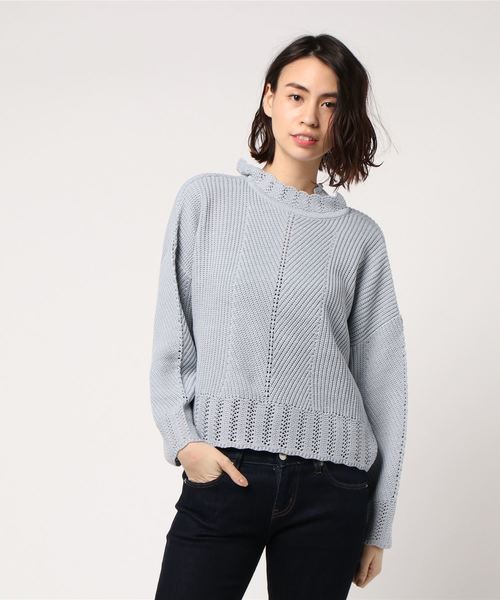 FREE'S MART(フリーズマート)の「透かし柄ハイネックニット(ニット/セーター・レディース・ブラック/ブルー/ホワイト・FREE)」の11枚目の写真