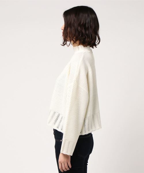 FREE'S MART(フリーズマート)の「透かし柄ハイネックニット(ニット/セーター・レディース・ブラック/ブルー/ホワイト・FREE)」の5枚目の写真