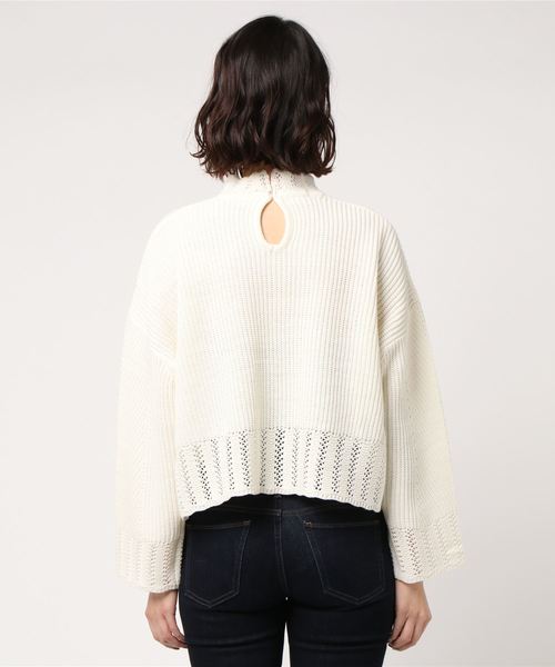 FREE'S MART(フリーズマート)の「透かし柄ハイネックニット(ニット/セーター・レディース・ブラック/ブルー/ホワイト・FREE)」の4枚目の写真