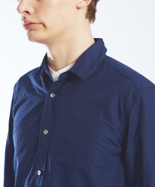 ABAHOUSE（アバハウス）の「リネンコットンスタンドシャツ（シャツ/ブラウス・メンズ・ネイビー/ホワイト/サックスブルー・44/46/48/50）」の7枚目の写真