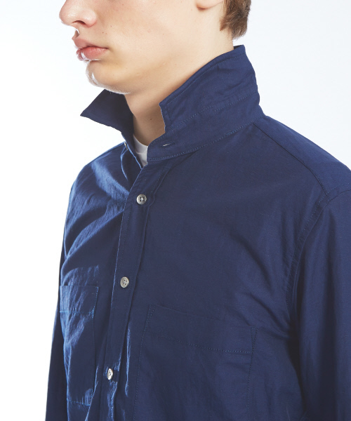 ABAHOUSE（アバハウス）の「リネンコットンスタンドシャツ（シャツ/ブラウス・メンズ・ネイビー/ホワイト/サックスブルー・44/46/48/50）」の8枚目の写真