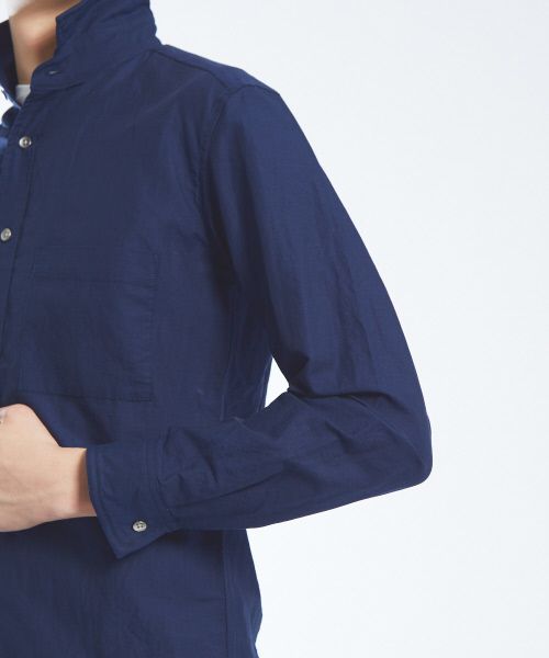ABAHOUSE（アバハウス）の「リネンコットンスタンドシャツ（シャツ/ブラウス・メンズ・ネイビー/ホワイト/サックスブルー・44/46/48/50）」の9枚目の写真