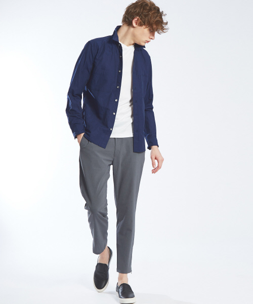 ABAHOUSE（アバハウス）の「リネンコットンスタンドシャツ（シャツ/ブラウス・メンズ・ネイビー/ホワイト/サックスブルー・44/46/48/50）」の13枚目の写真