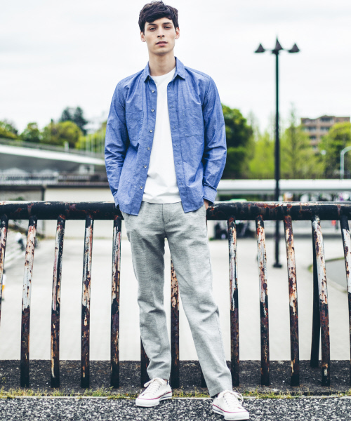 ABAHOUSE（アバハウス）の「リネンコットンスタンドシャツ（シャツ/ブラウス・メンズ・ネイビー/ホワイト/サックスブルー・44/46/48/50）」の19枚目の写真