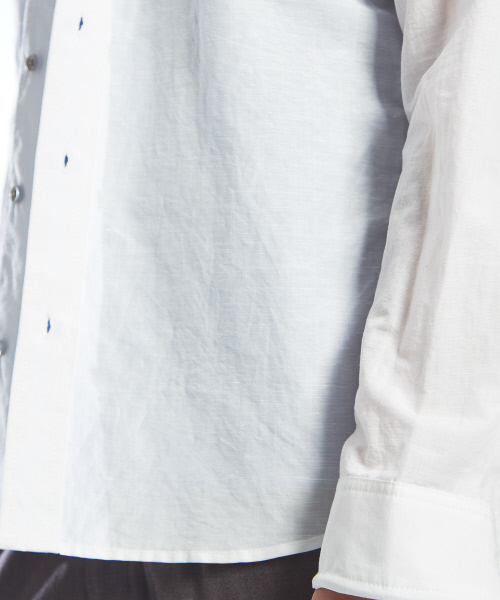 ABAHOUSE（アバハウス）の「リネンコットンスタンドシャツ（シャツ/ブラウス・メンズ・ネイビー/ホワイト/サックスブルー・44/46/48/50）」の21枚目の写真
