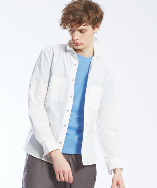 ABAHOUSE（アバハウス）の「リネンコットンスタンドシャツ（シャツ/ブラウス・メンズ・ネイビー/ホワイト/サックスブルー・44/46/48/50）」の22枚目の写真