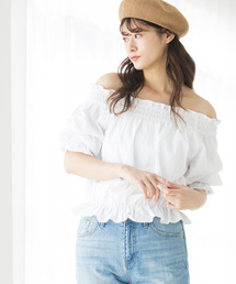 WEGO | WEGO/シアサッカーフリルオフショルブラウス(シャツ/ブラウス)