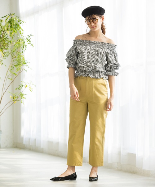 WEGO（ウィゴー）の「WEGO/シアサッカーフリルオフショルブラウス（シャツ/ブラウス・レディース・ブルー系その他4/ブラック系その他2/ホワイト/ライトイエロー・FREE）」の21枚目の写真