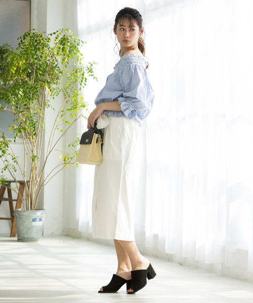 WEGO（ウィゴー）の「WEGO/シアサッカーフリルオフショルブラウス（シャツ/ブラウス・レディース・ブルー系その他4/ブラック系その他2/ホワイト/ライトイエロー・FREE）」の19枚目の写真