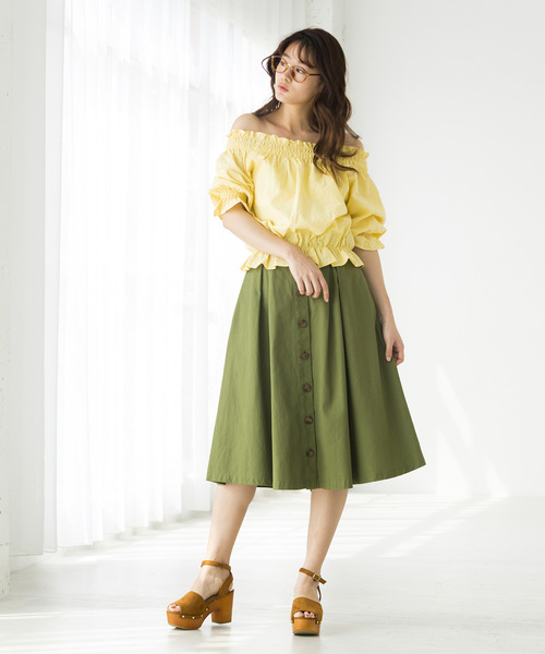 WEGO（ウィゴー）の「WEGO/シアサッカーフリルオフショルブラウス（シャツ/ブラウス・レディース・ブルー系その他4/ブラック系その他2/ホワイト/ライトイエロー・FREE）」の16枚目の写真