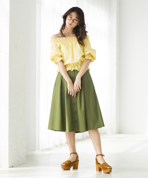 WEGO（ウィゴー）の「WEGO/シアサッカーフリルオフショルブラウス（シャツ/ブラウス・レディース・ブルー系その他4/ブラック系その他2/ホワイト/ライトイエロー・FREE）」の13枚目の写真