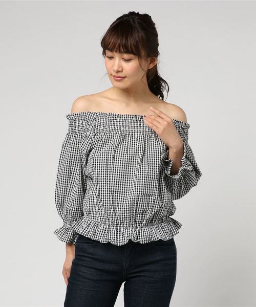 WEGO（ウィゴー）の「WEGO/シアサッカーフリルオフショルブラウス（シャツ/ブラウス・レディース・ブルー系その他4/ブラック系その他2/ホワイト/ライトイエロー・FREE）」の11枚目の写真