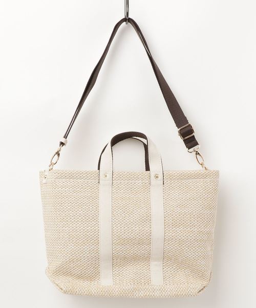 PASSE-DIX（パスディス）の「PASSE-DIX/パスディス　雑材調通し手トート（トートバッグ・レディース・ブラック/ベージュ/アイボリー・FREE）」の4枚目の写真