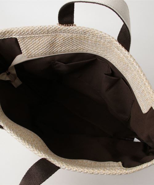 PASSE-DIX（パスディス）の「PASSE-DIX/パスディス　雑材調通し手トート（トートバッグ・レディース・ブラック/ベージュ/アイボリー・FREE）」の6枚目の写真