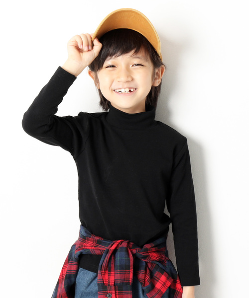 devirock(デビロック)の「厚手もっちりハイネック長袖Tシャツ(Tシャツ/カットソー・キッズ・ヘザーチャコール/ブラック/ネイビー・100cm/110cm/120cm/130cm/140cm/150cm/160cm)」の2枚目の写真
