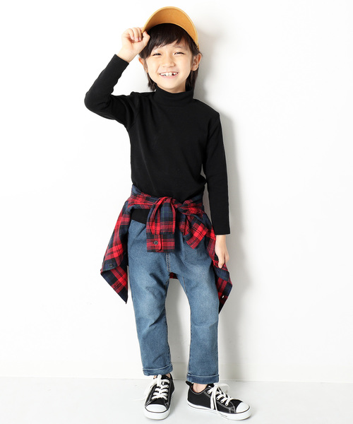 devirock(デビロック)の「厚手もっちりハイネック長袖Tシャツ(Tシャツ/カットソー・キッズ・ヘザーチャコール/ブラック/ネイビー・100cm/110cm/120cm/130cm/140cm/150cm/160cm)」の5枚目の写真