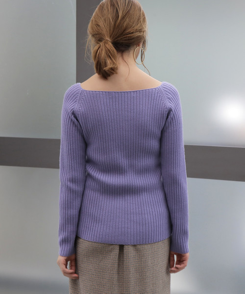 Tiara（ティアラ）の「スクエアネックリブニット（ニット/セーター・レディース・オレンジ/ラベンダー/キャメル/ネイビー・FREE）」の14枚目の写真