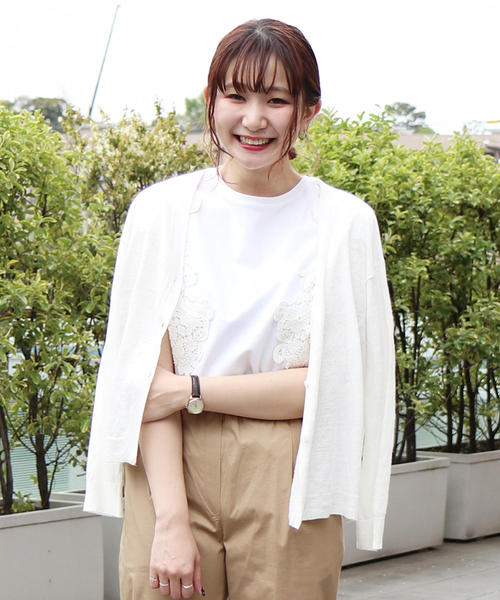 ホワイト Vネック フレンチニットカーデ ホワイト Vネック フレンチニットカーデ