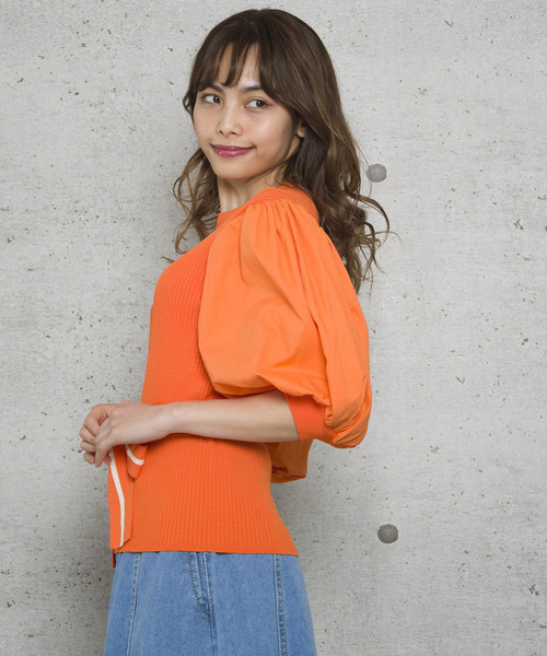 LUGG NAGG(ラグナグ)の「【Jewelobe/ ジュエローブ】ボリューム袖リブニットトップス(ニット/セーター・レディース・ネイビー/ブラック/ベージュ/オレンジ/パープル・FREE)」の16枚目の写真