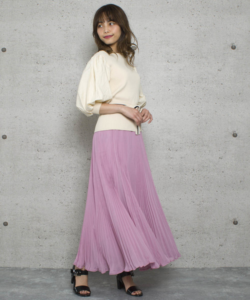 LUGG NAGG(ラグナグ)の「【Jewelobe/ ジュエローブ】ボリューム袖リブニットトップス(ニット/セーター・レディース・ネイビー/ブラック/ベージュ/オレンジ/パープル・FREE)」の6枚目の写真