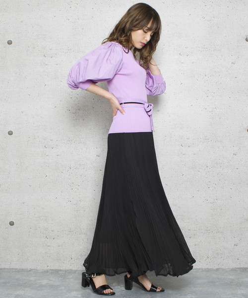 LUGG NAGG(ラグナグ)の「【Jewelobe/ ジュエローブ】ボリューム袖リブニットトップス(ニット/セーター・レディース・ネイビー/ブラック/ベージュ/オレンジ/パープル・FREE)」の13枚目の写真
